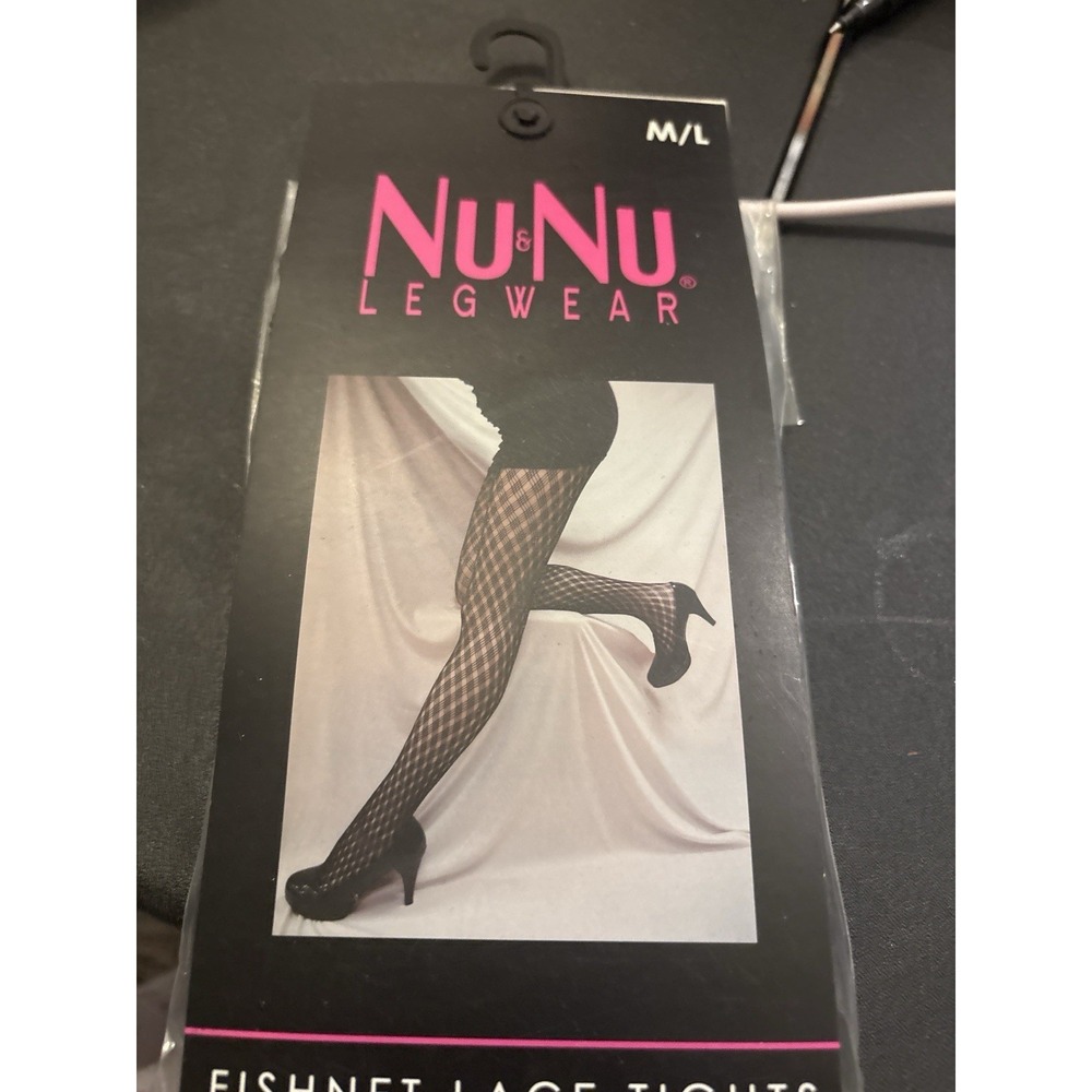 Nwot NuNu Legwear Queen Fishnet Lace‎ Tights M/L Black Womens